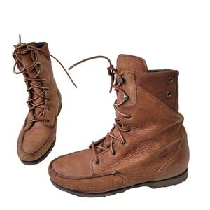 VTG Timberland‎ Mocassin Style Brown Leather Waterproof Lace Up 81342 Women 8.5